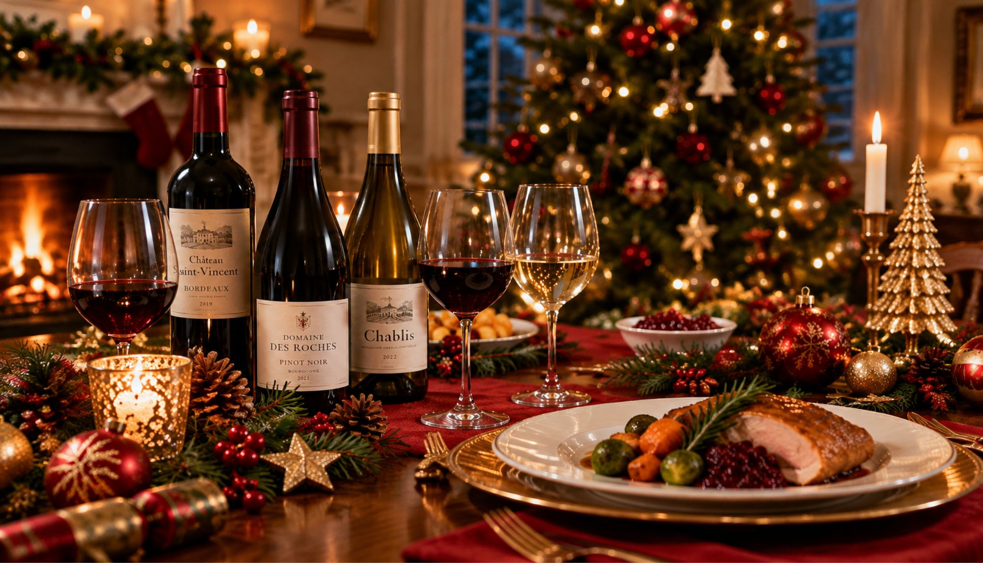 Kersttafel met feestelijke wijnen voor het kerstdiner – Henri Bloem Gorinchem