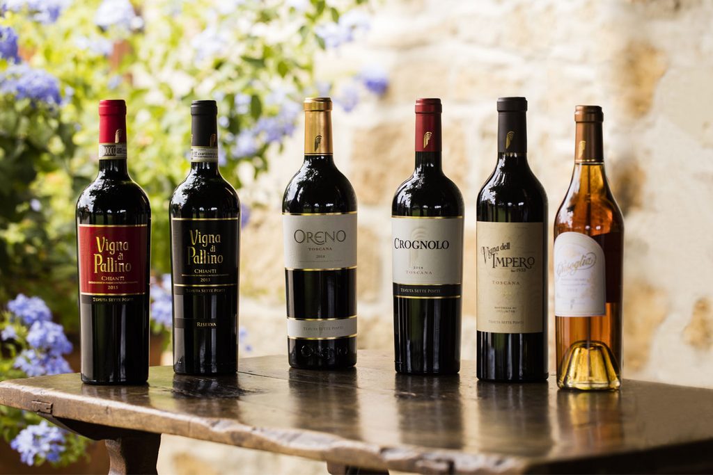 De verschillende wijnen van Tenuta Sette Pont: Vigna de pallino, Oreno, Crognolo